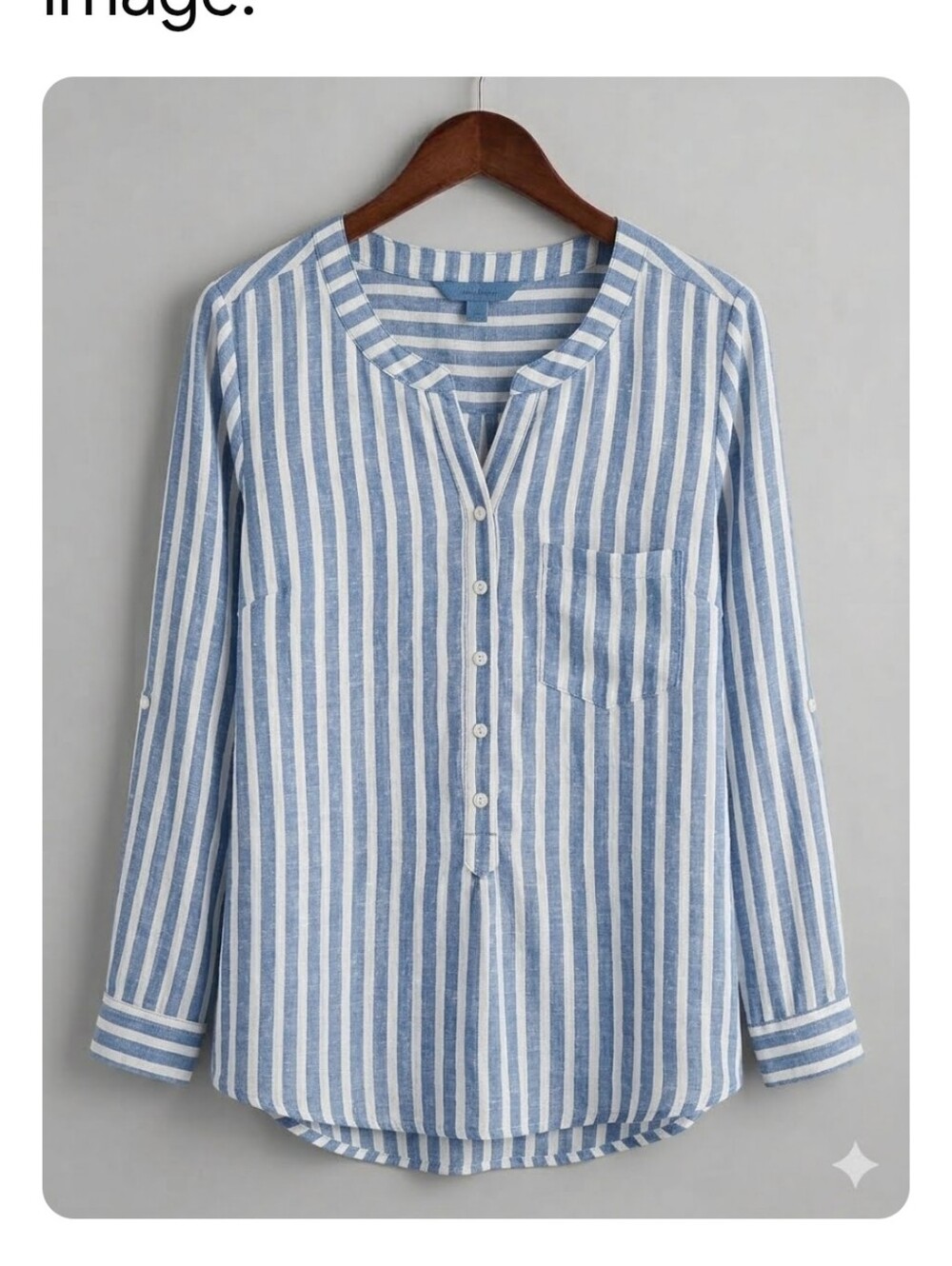 Lucky Brand Blue and White Vertical Stripe Button-Front Shirt 1x